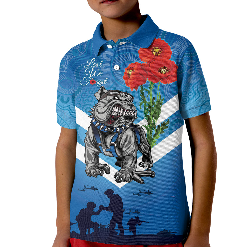 Custom Bulldogs Rugby ANZAC Kid Polo Shirt The Military Soldiers with Aboriginal Style