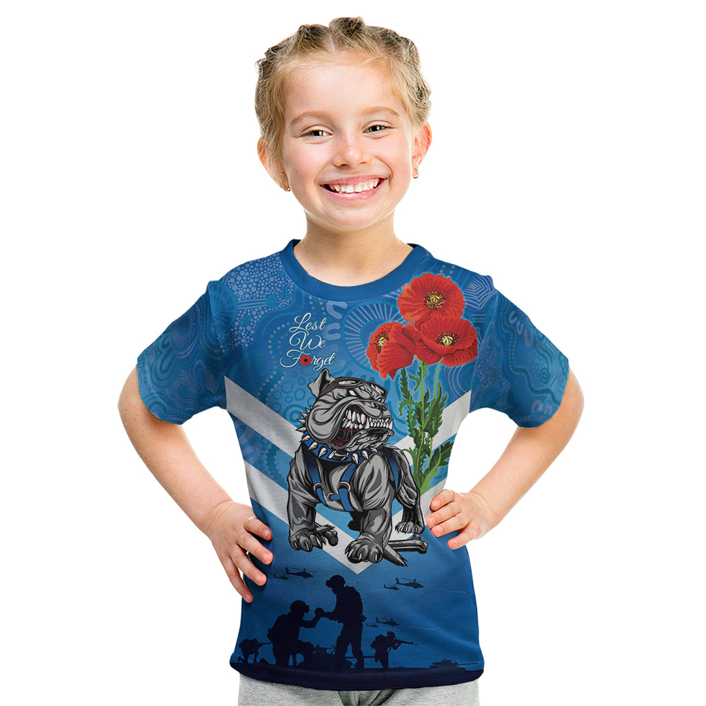 Custom Bulldogs Rugby ANZAC Kid T Shirt The Military Soldiers with Aboriginal Style