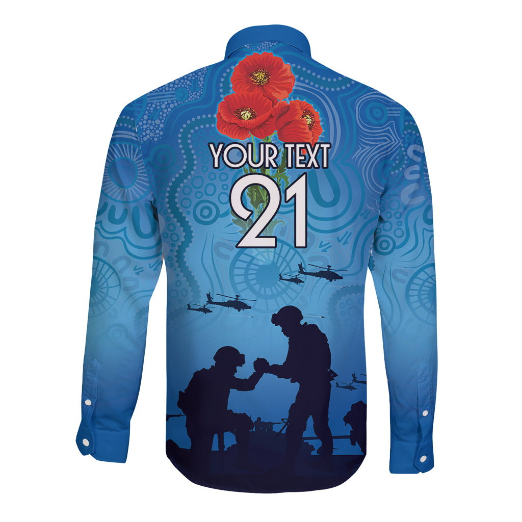 Custom Bulldogs Rugby ANZAC Long Sleeve Button Shirt The Military Soldiers with Aboriginal Style