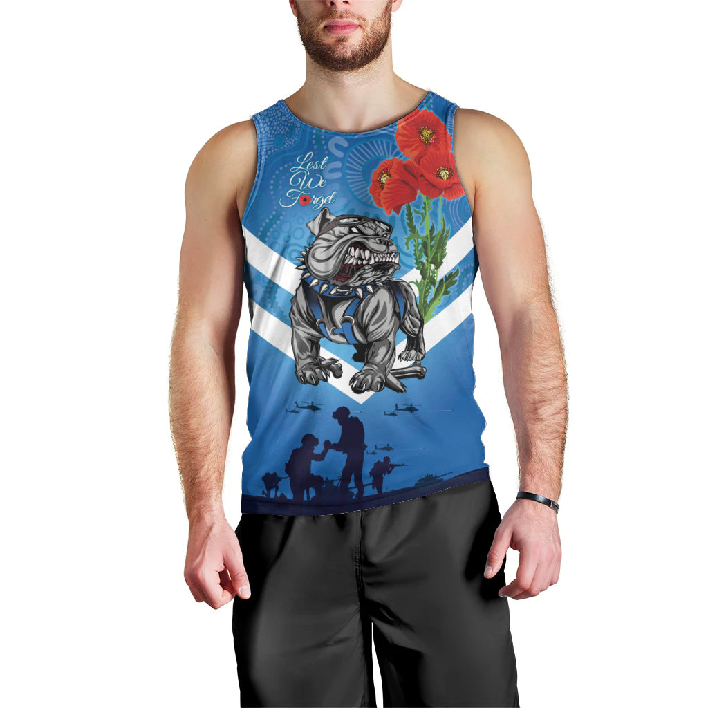 Custom Bulldogs Rugby ANZAC Men Tank Top The Military Soldiers with Aboriginal Style