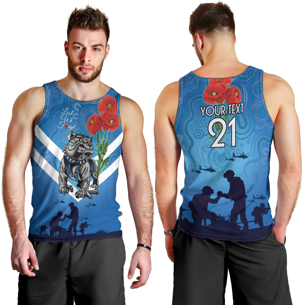 Custom Bulldogs Rugby ANZAC Men Tank Top The Military Soldiers with Aboriginal Style