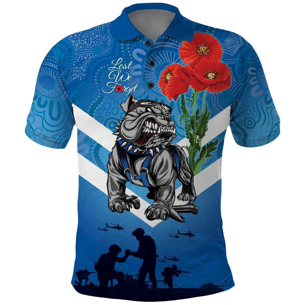 Custom Bulldogs Rugby ANZAC Polo Shirt The Military Soldiers with Aboriginal Style