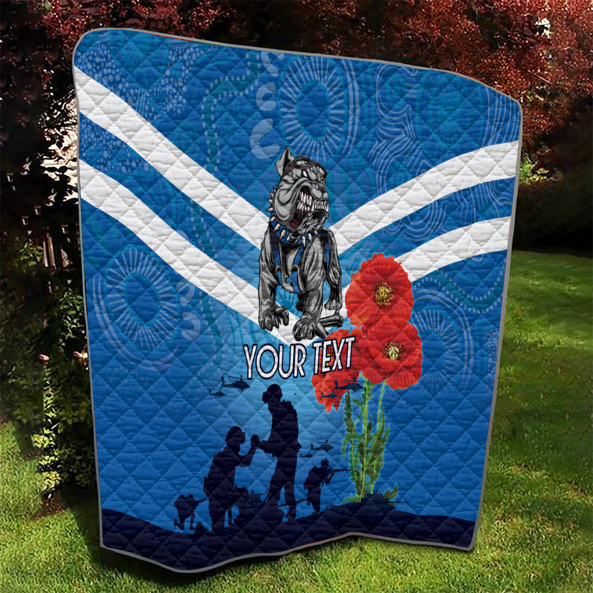 Custom Bulldogs Rugby ANZAC Quilt The Military Soldiers with Aboriginal Style