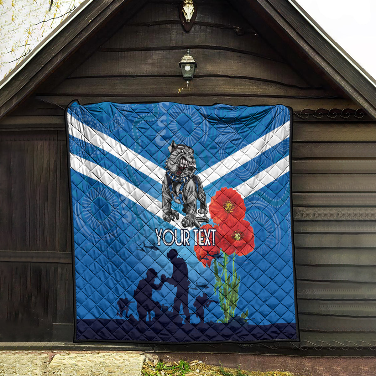 Custom Bulldogs Rugby ANZAC Quilt The Military Soldiers with Aboriginal Style