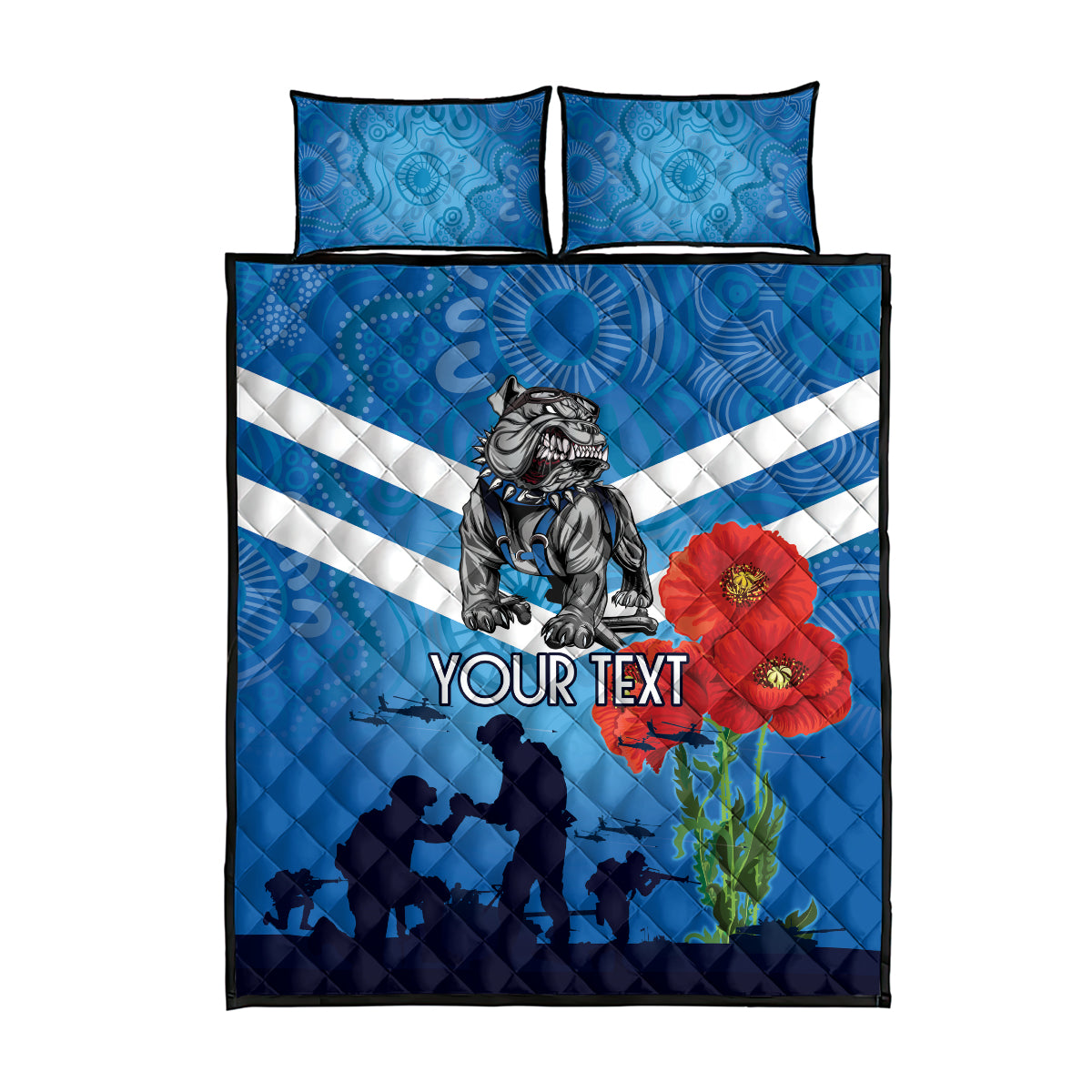 Custom Bulldogs Rugby ANZAC Quilt Bed Set The Military Soldiers with Aboriginal Style