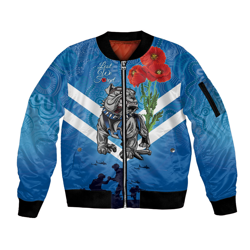 Custom Bulldogs Rugby ANZAC Sleeve Zip Bomber Jacket The Military Soldiers with Aboriginal Style