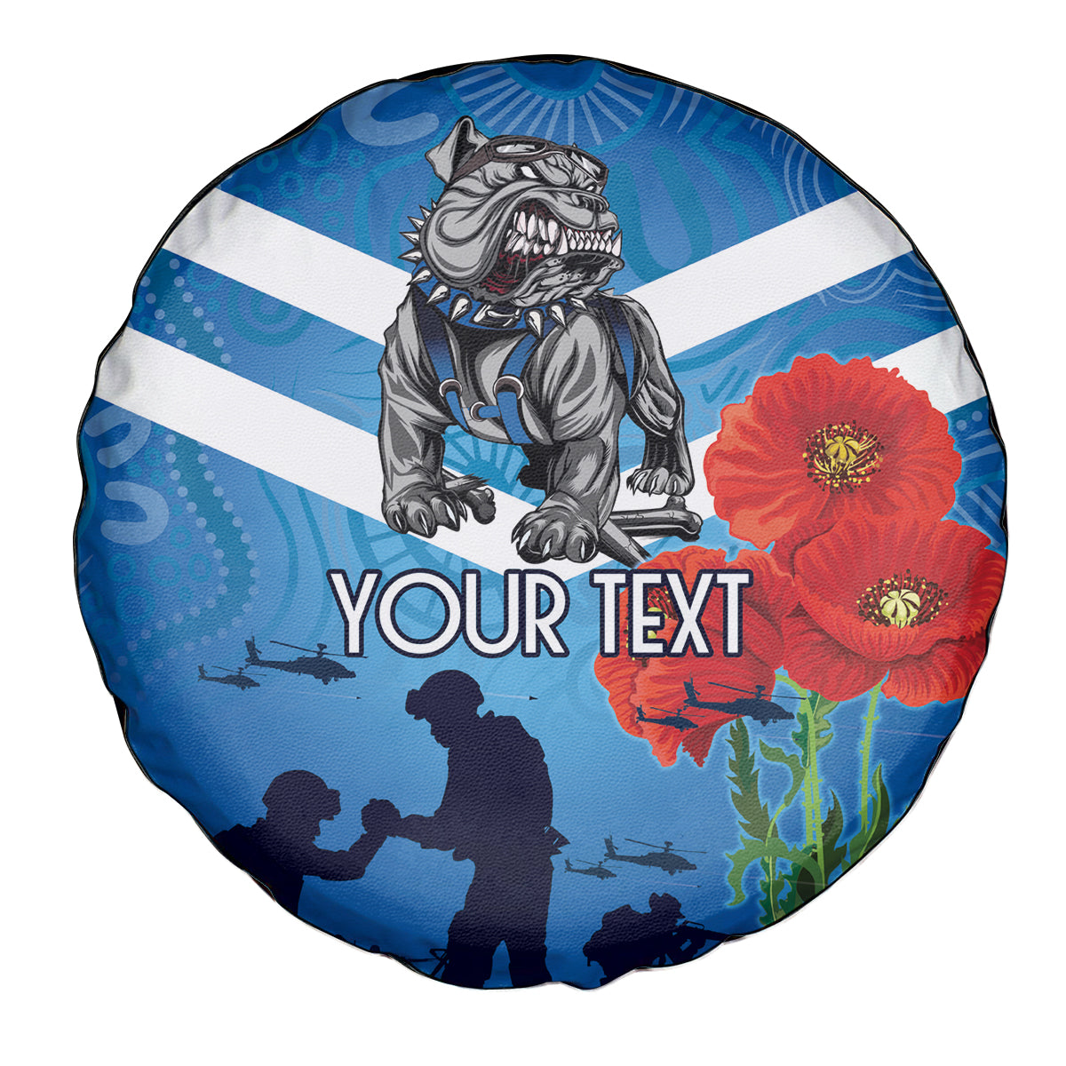 Custom Bulldogs Rugby ANZAC Spare Tire Cover The Military Soldiers with Aboriginal Style