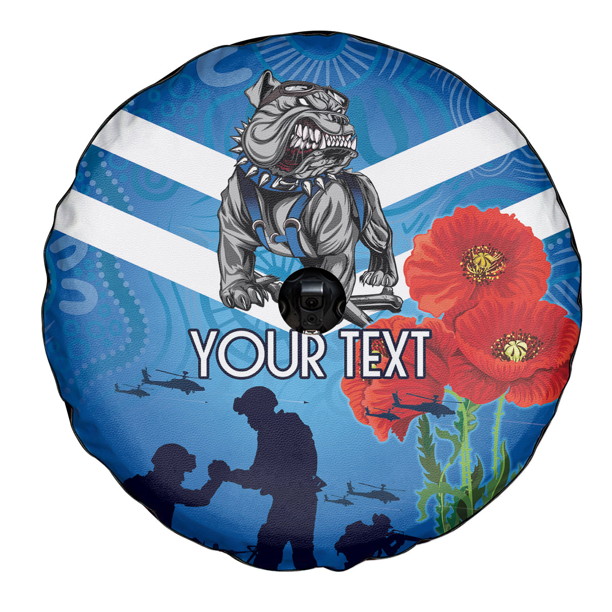 Custom Bulldogs Rugby ANZAC Spare Tire Cover The Military Soldiers with Aboriginal Style