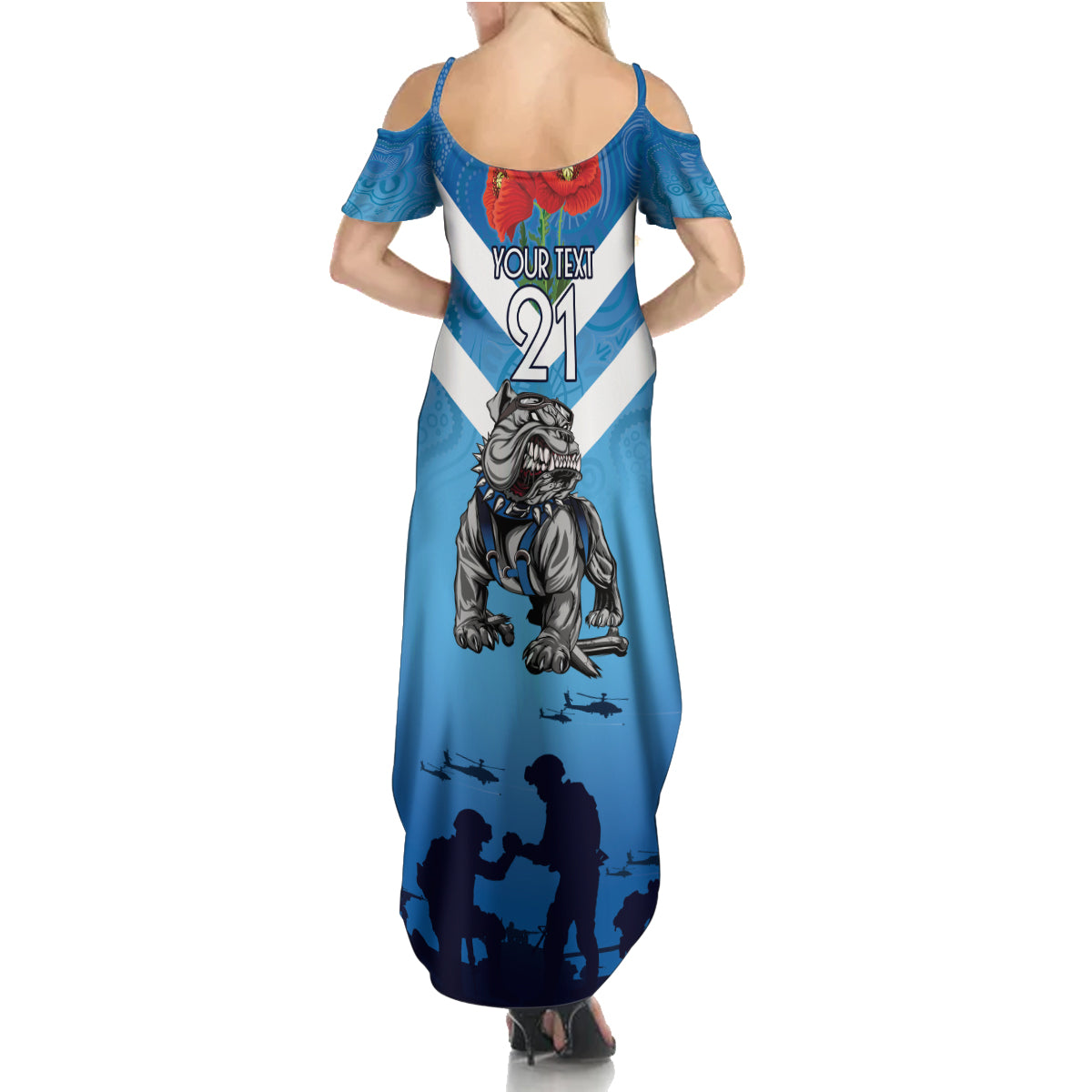 Custom Bulldogs Rugby ANZAC Summer Maxi Dress The Military Soldiers with Aboriginal Style