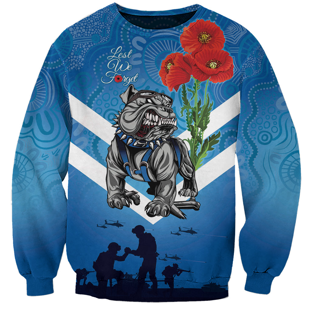 Custom Bulldogs Rugby ANZAC Sweatshirt The Military Soldiers with Aboriginal Style