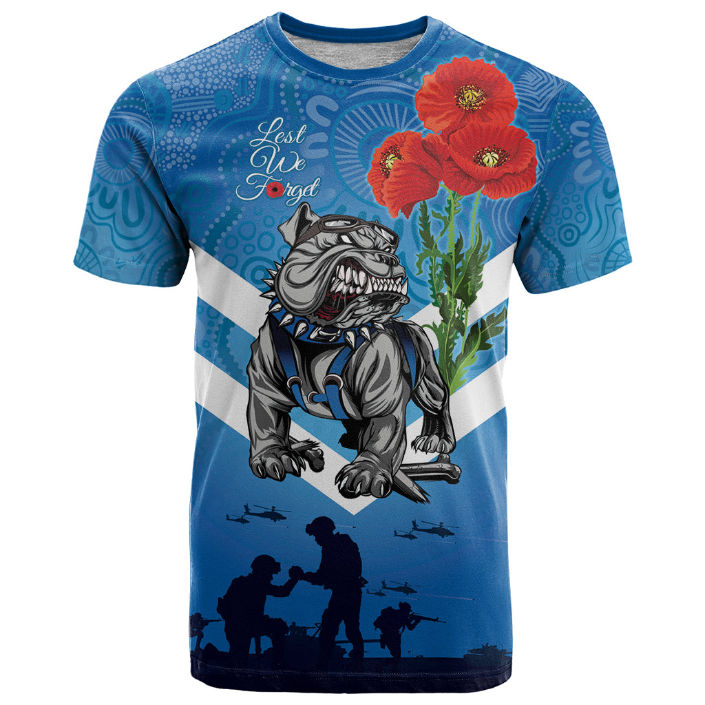 Custom Bulldogs Rugby ANZAC T Shirt The Military Soldiers with Aboriginal Style