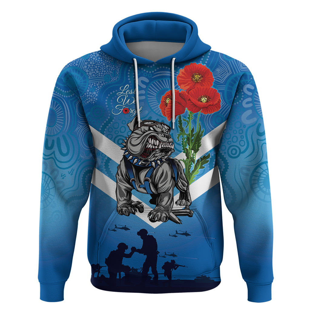 Custom Bulldogs Rugby ANZAC Zip Hoodie The Military Soldiers with Aboriginal Style