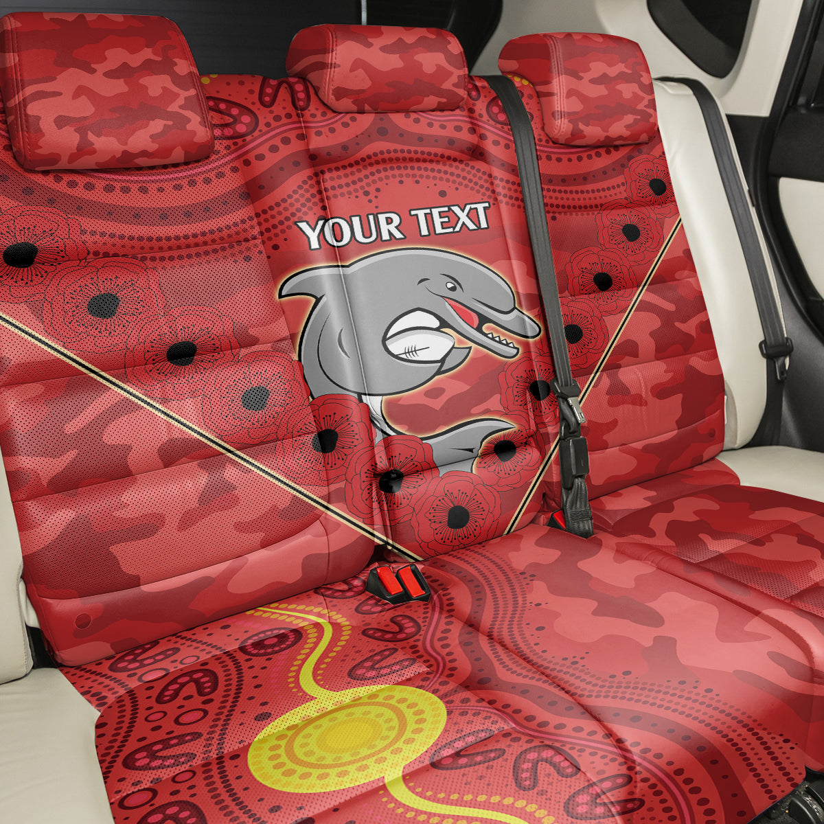 Custom Dolphins Rugby ANZAC Back Car Seat Cover Aboriginal and Army Patterns