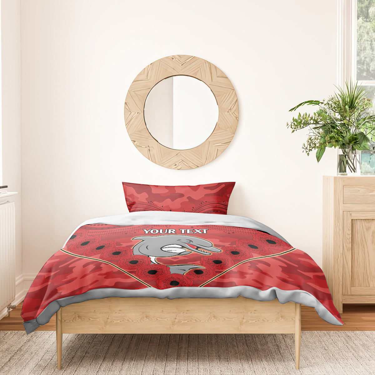 Custom Dolphins Rugby ANZAC Bedding Set Aboriginal and Army Patterns