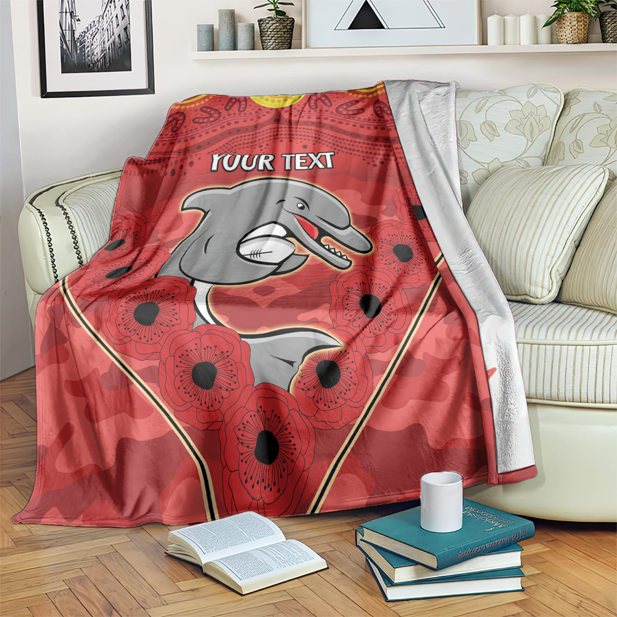 Custom Dolphins Rugby ANZAC Blanket Aboriginal and Army Patterns