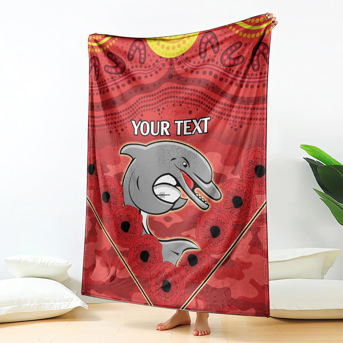 Custom Dolphins Rugby ANZAC Blanket Aboriginal and Army Patterns