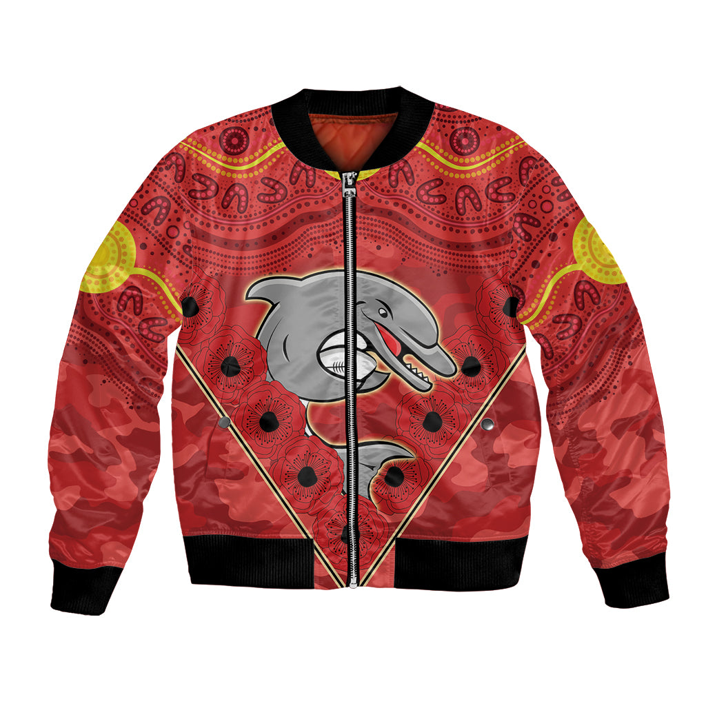 Custom Dolphins Rugby ANZAC Bomber Jacket Aboriginal and Army Patterns