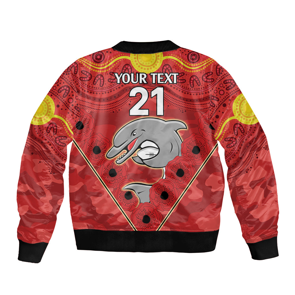 Custom Dolphins Rugby ANZAC Bomber Jacket Aboriginal and Army Patterns