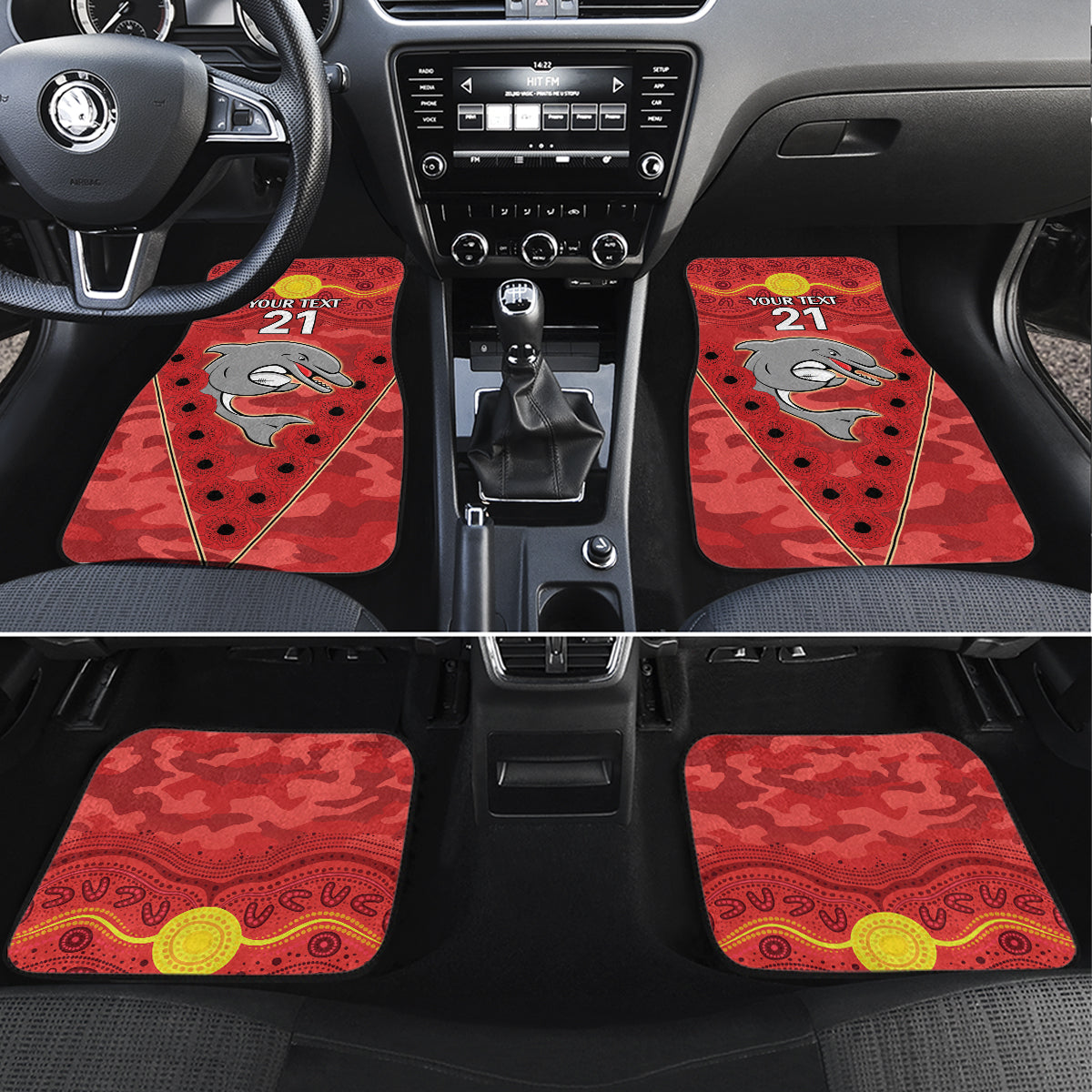 Custom Dolphins Rugby ANZAC Car Mats Aboriginal and Army Patterns