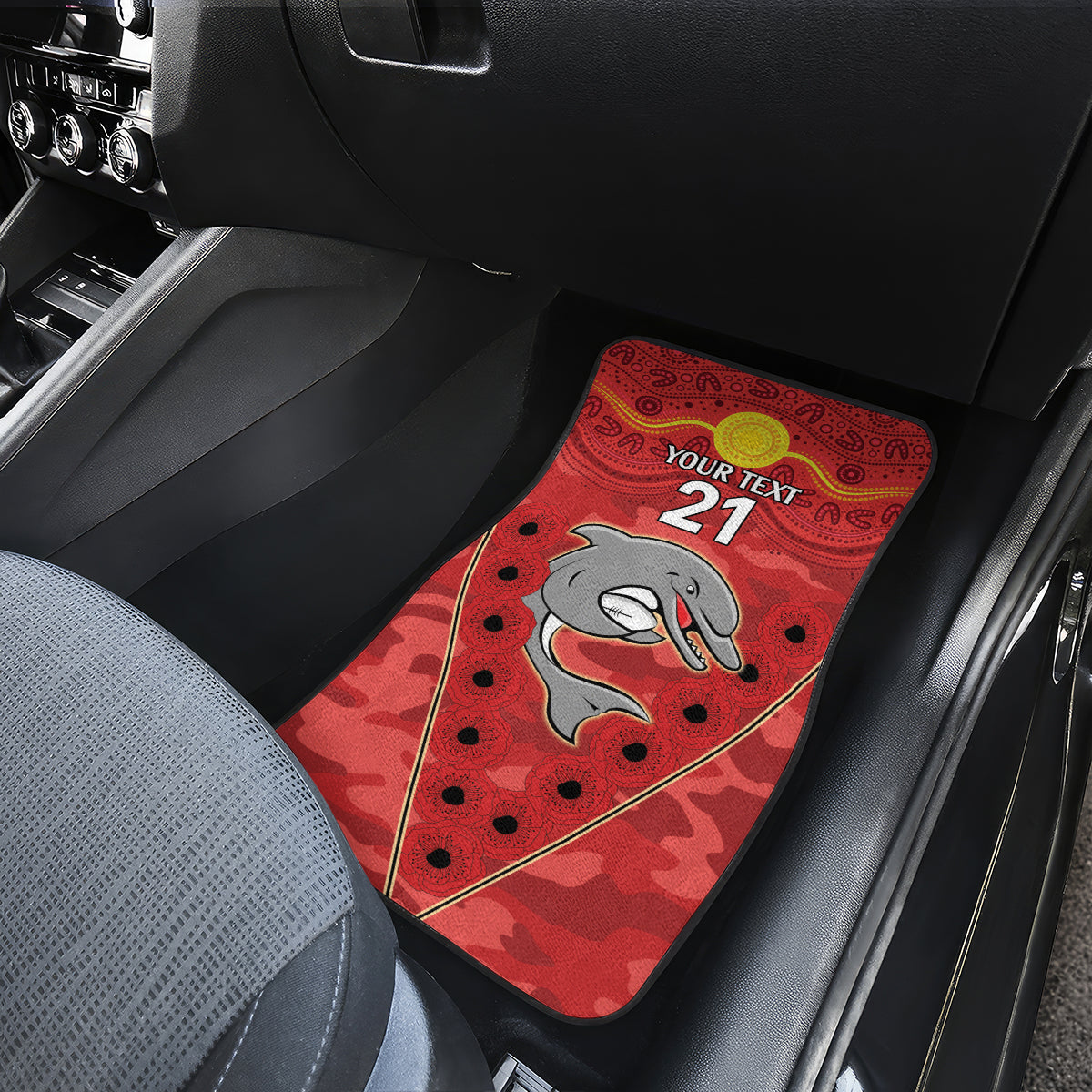 Custom Dolphins Rugby ANZAC Car Mats Aboriginal and Army Patterns