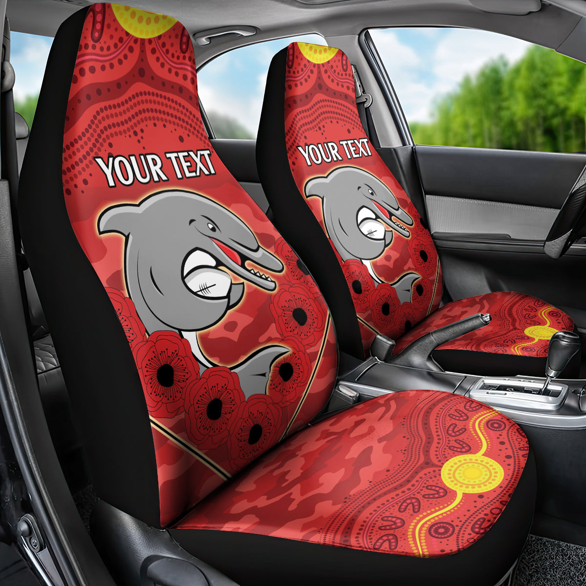 Custom Dolphins Rugby ANZAC Car Seat Cover Aboriginal and Army Patterns