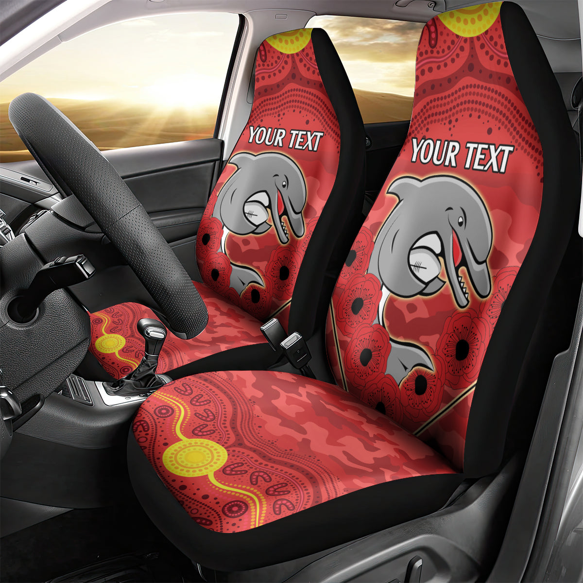 Custom Dolphins Rugby ANZAC Car Seat Cover Aboriginal and Army Patterns