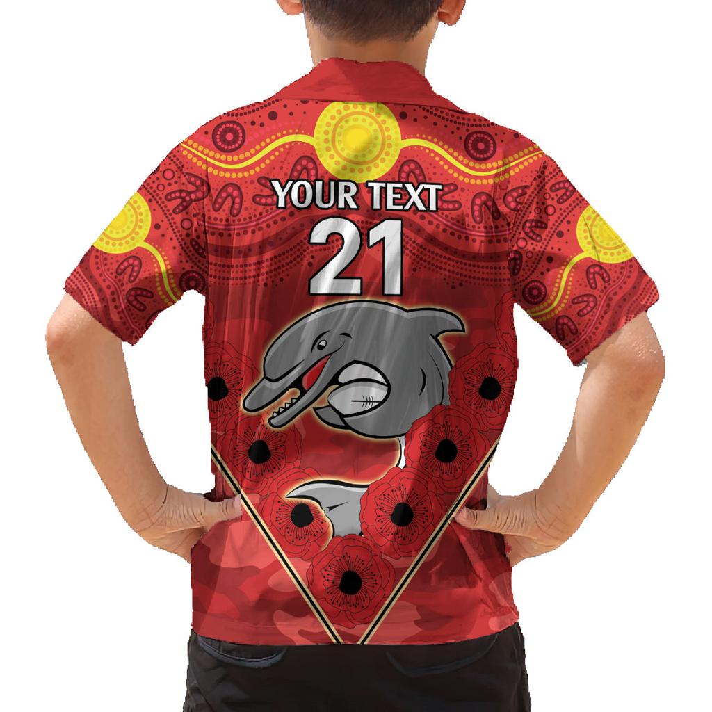 Custom Dolphins Rugby ANZAC Family Matching Long Sleeve Bodycon Dress and Hawaiian Shirt Aboriginal and Army Patterns