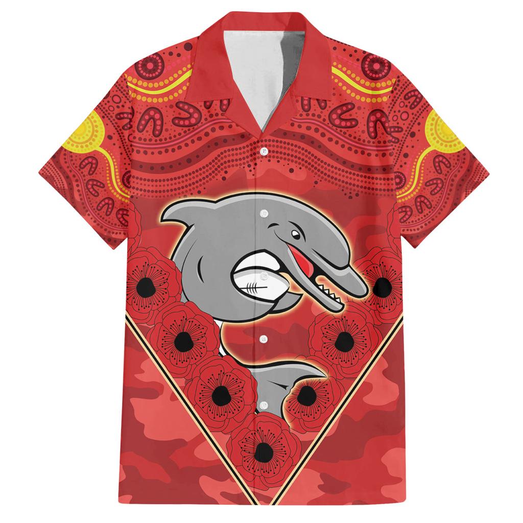 Custom Dolphins Rugby ANZAC Family Matching Long Sleeve Bodycon Dress and Hawaiian Shirt Aboriginal and Army Patterns