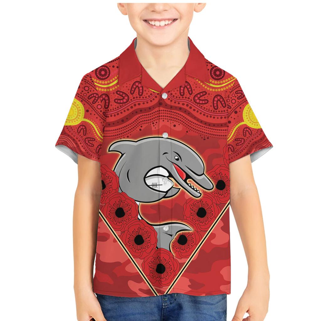 Custom Dolphins Rugby ANZAC Family Matching Mermaid Dress and Hawaiian Shirt Aboriginal and Army Patterns