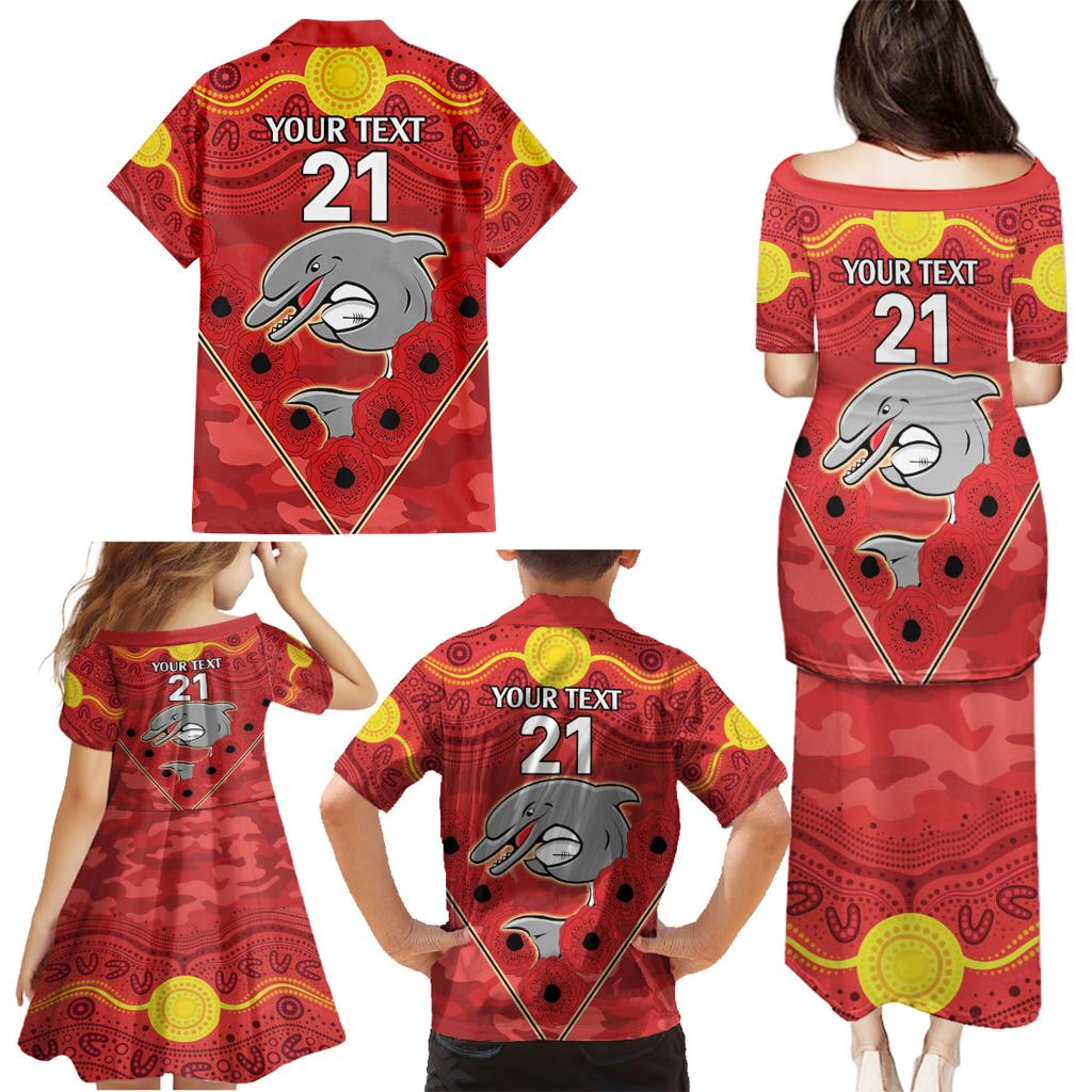 Custom Dolphins Rugby ANZAC Family Matching Puletasi and Hawaiian Shirt Aboriginal and Army Patterns