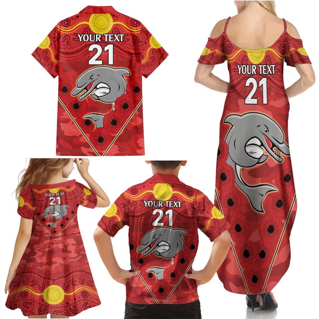 Custom Dolphins Rugby ANZAC Family Matching Summer Maxi Dress and Hawaiian Shirt Aboriginal and Army Patterns