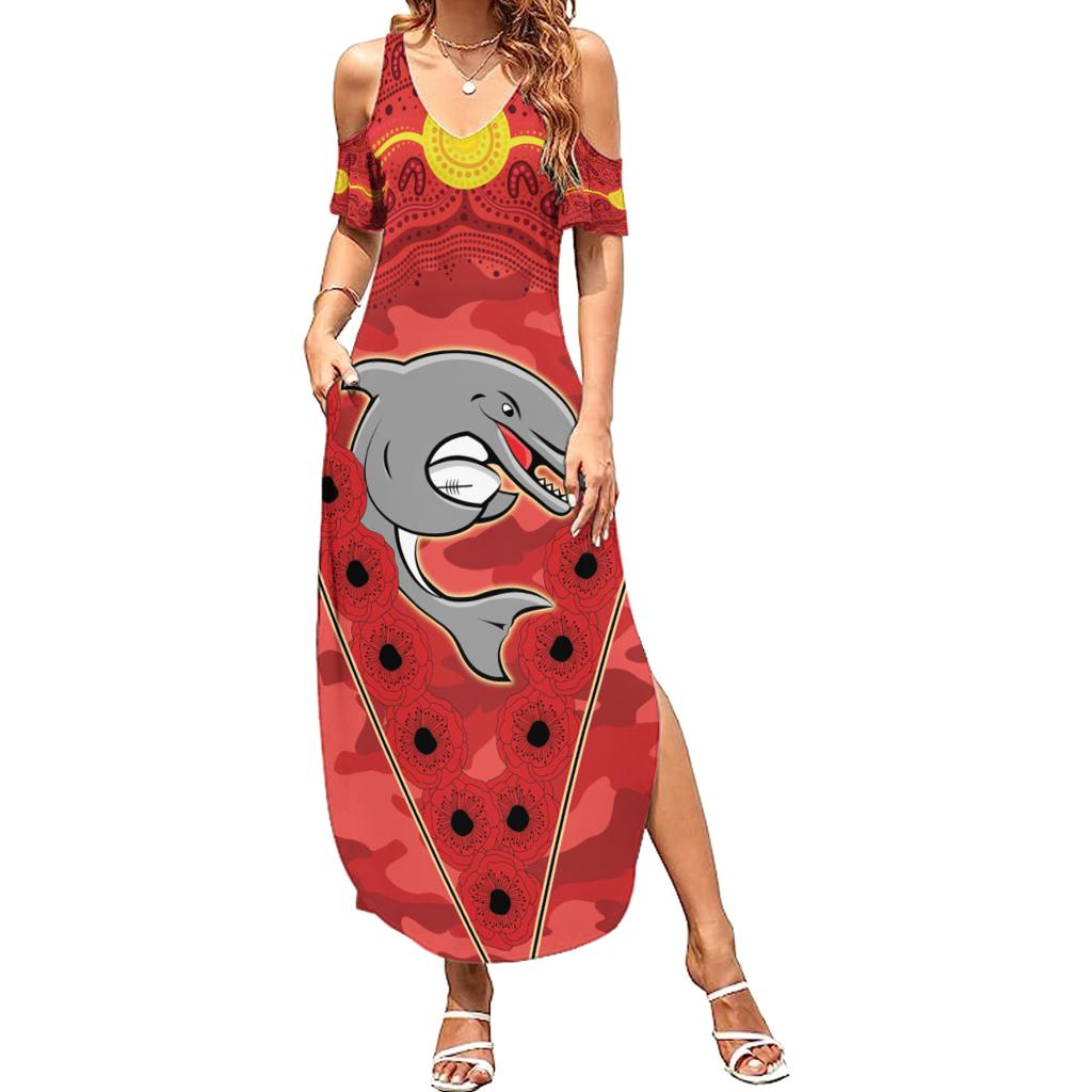 Custom Dolphins Rugby ANZAC Family Matching Summer Maxi Dress and Hawaiian Shirt Aboriginal and Army Patterns