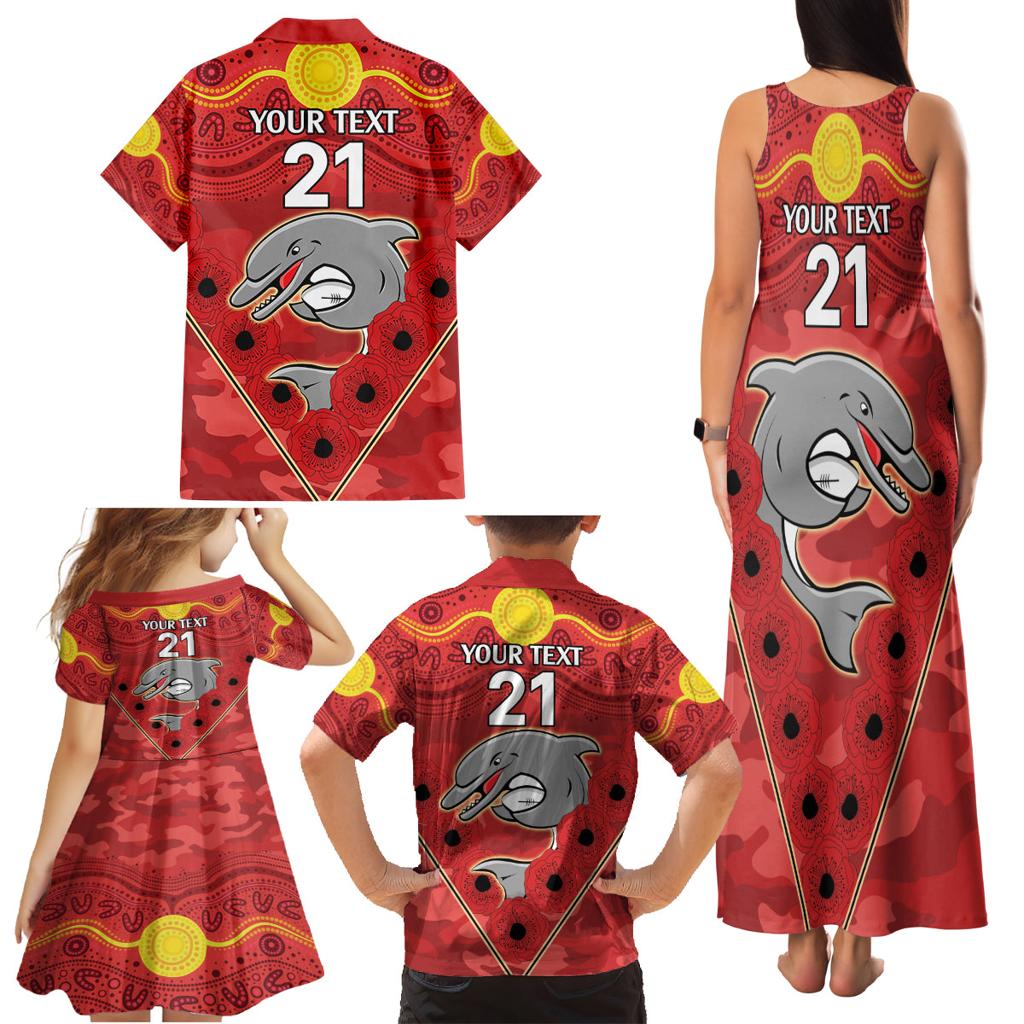 Custom Dolphins Rugby ANZAC Family Matching Tank Maxi Dress and Hawaiian Shirt Aboriginal and Army Patterns