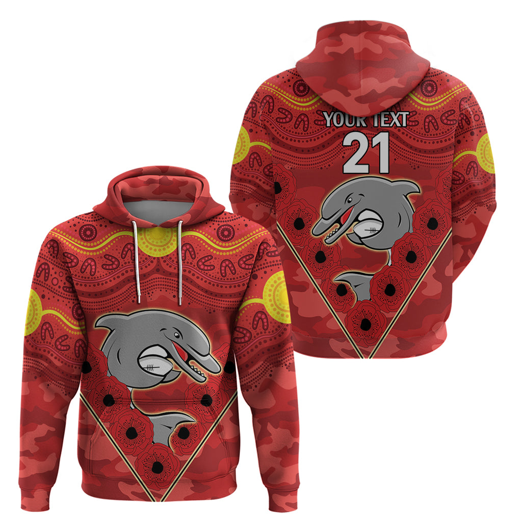 Custom Dolphins Rugby ANZAC Hoodie Aboriginal and Army Patterns