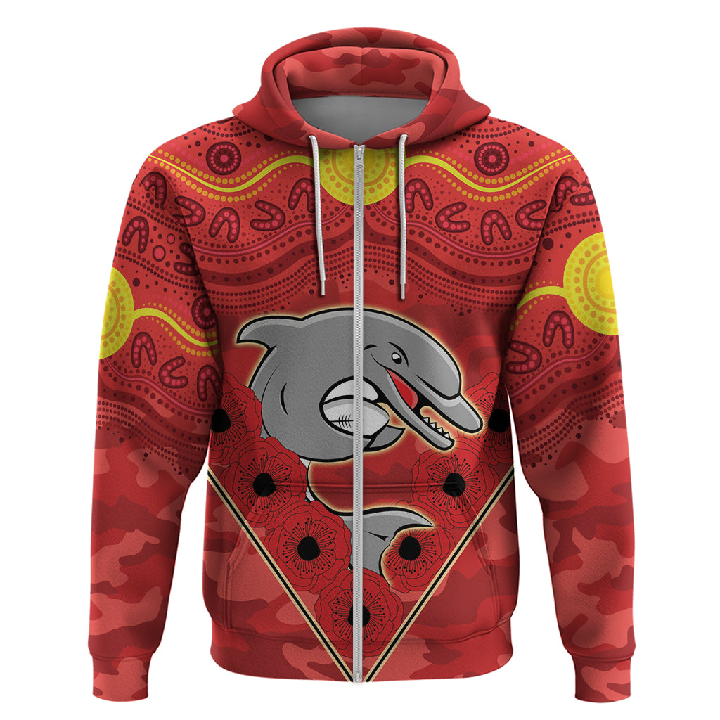 Custom Dolphins Rugby ANZAC Hoodie Aboriginal and Army Patterns