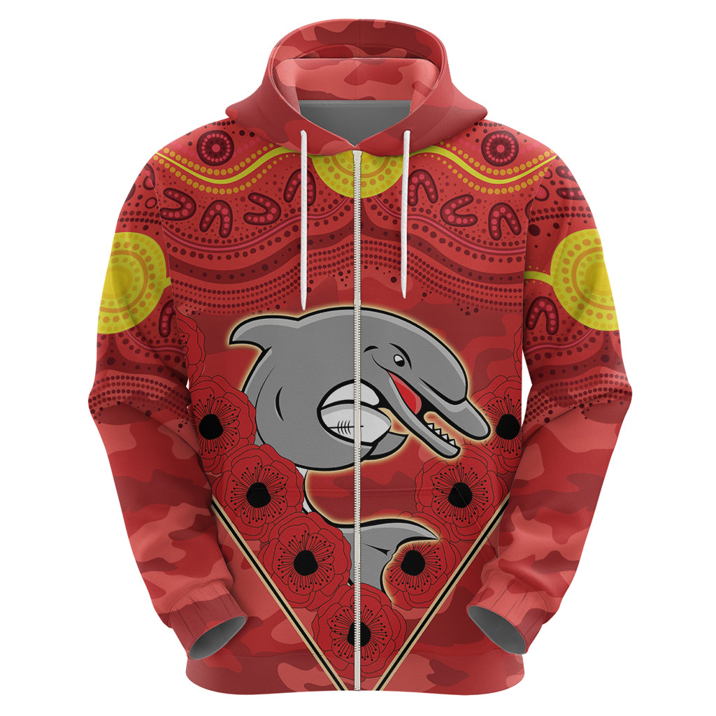 Custom Dolphins Rugby ANZAC Hoodie Aboriginal and Army Patterns