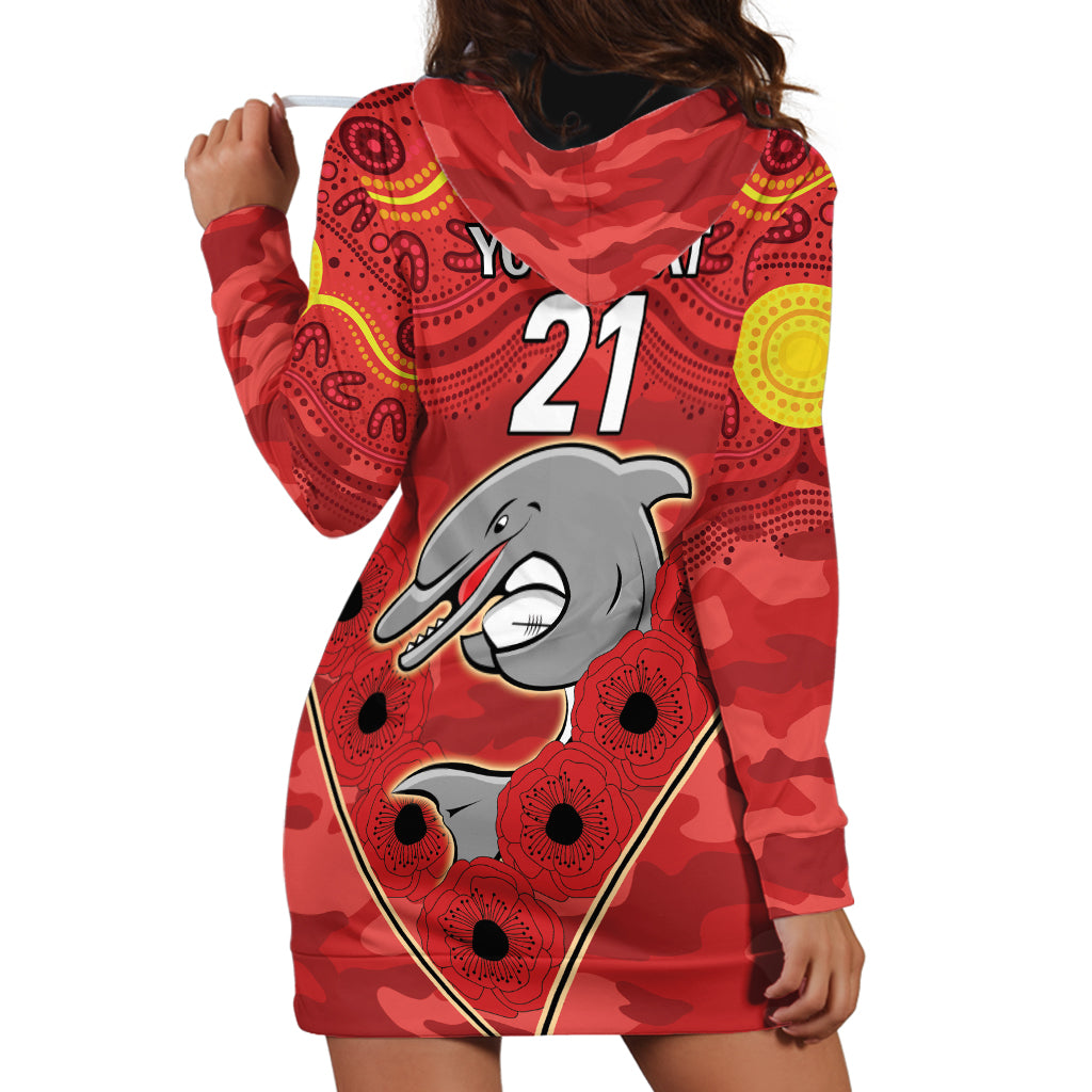 Custom Dolphins Rugby ANZAC Hoodie Dress Aboriginal and Army Patterns