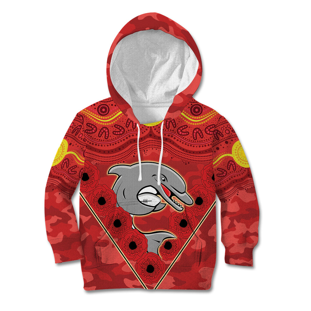 Custom Dolphins Rugby ANZAC Kid Hoodie Aboriginal and Army Patterns