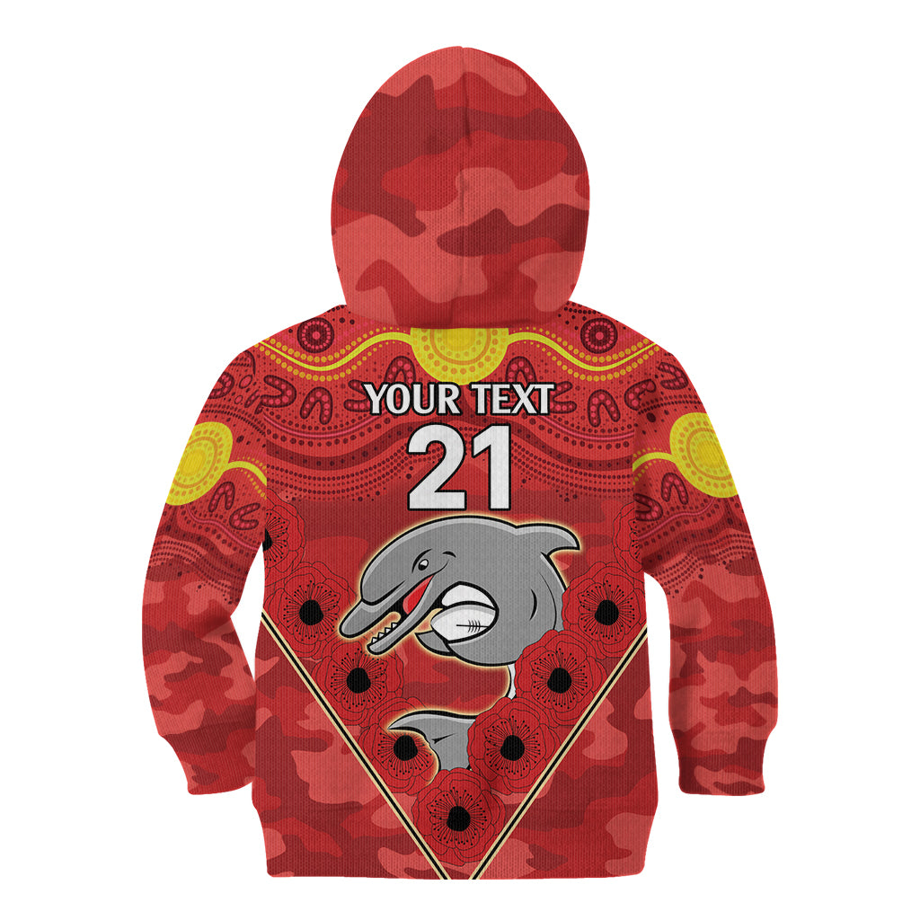 Custom Dolphins Rugby ANZAC Kid Hoodie Aboriginal and Army Patterns