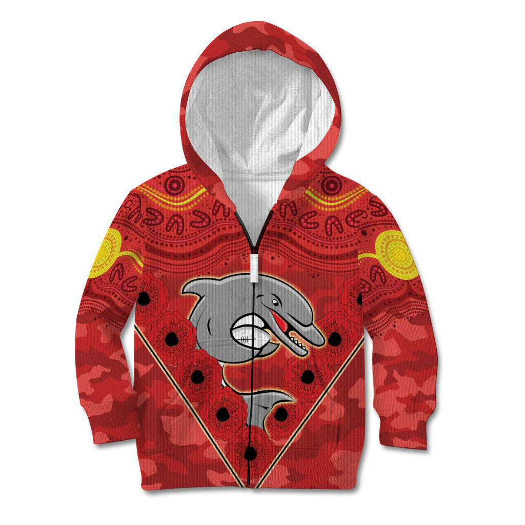 Custom Dolphins Rugby ANZAC Kid Hoodie Aboriginal and Army Patterns