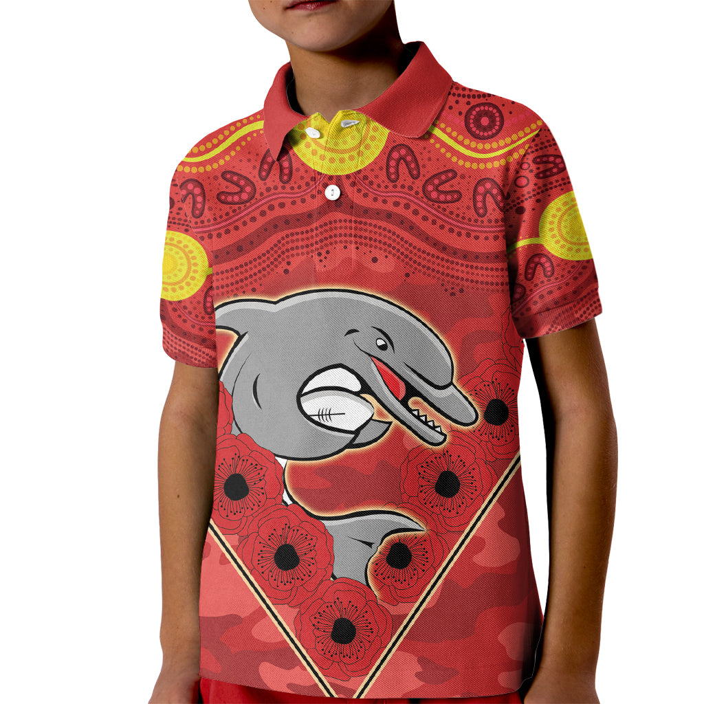 Custom Dolphins Rugby ANZAC Kid Polo Shirt Aboriginal and Army Patterns