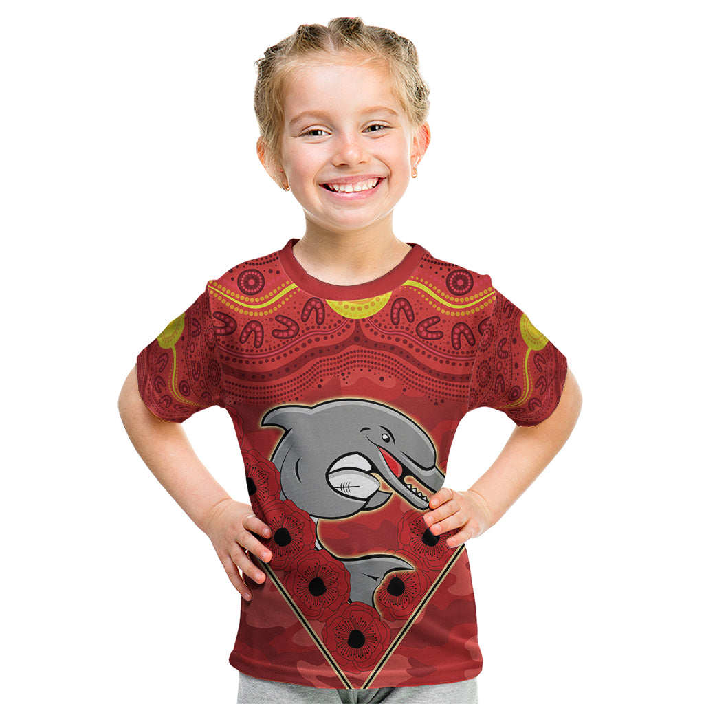 Custom Dolphins Rugby ANZAC Kid T Shirt Aboriginal and Army Patterns