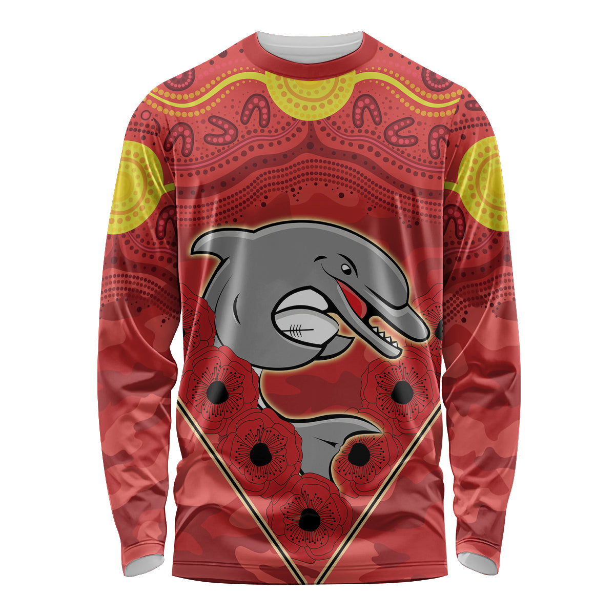 Custom Dolphins Rugby ANZAC Long Sleeve Shirt Aboriginal and Army Patterns