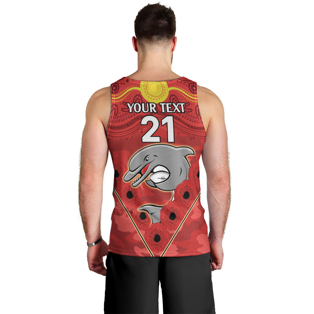 Custom Dolphins Rugby ANZAC Men Tank Top Aboriginal and Army Patterns