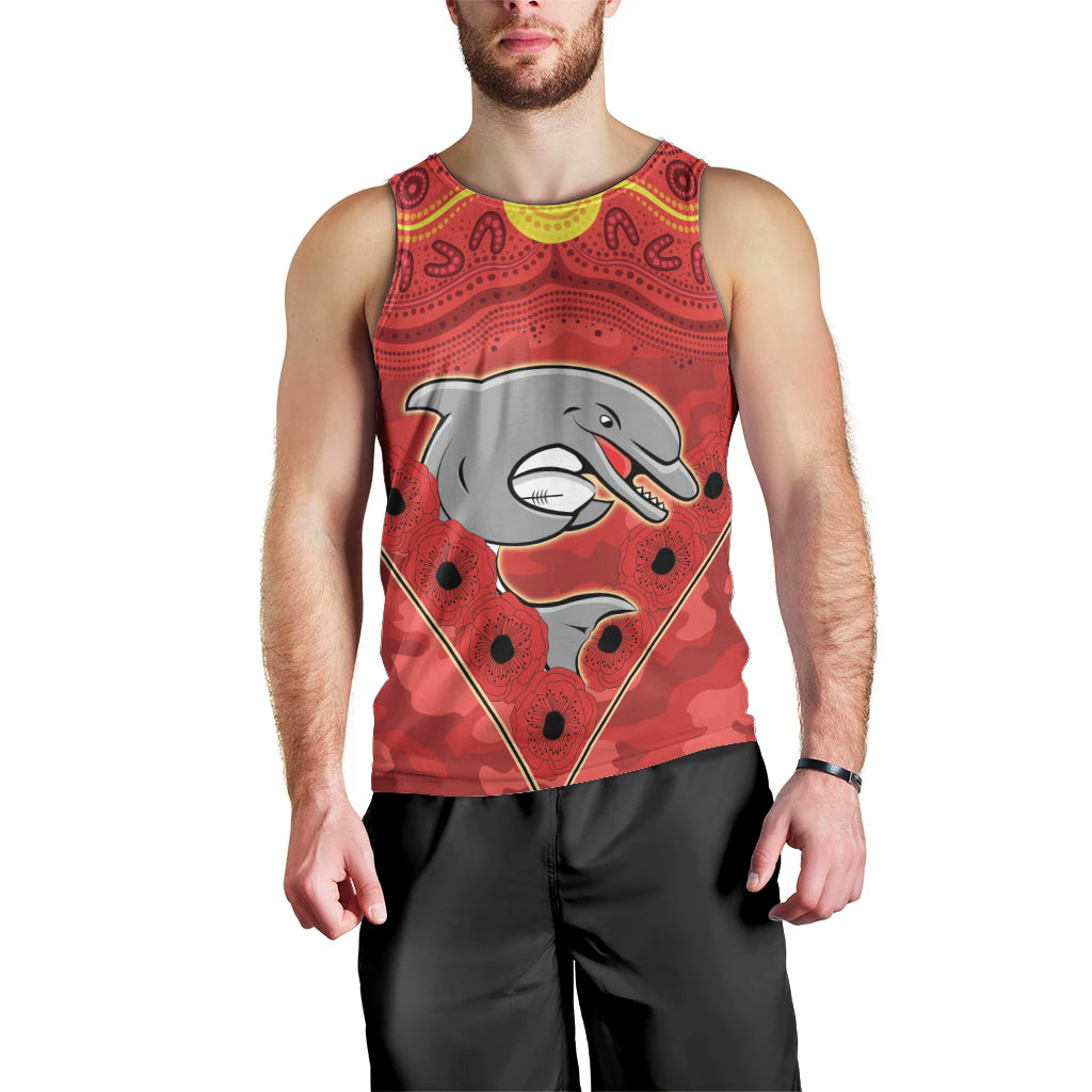 Custom Dolphins Rugby ANZAC Men Tank Top Aboriginal and Army Patterns