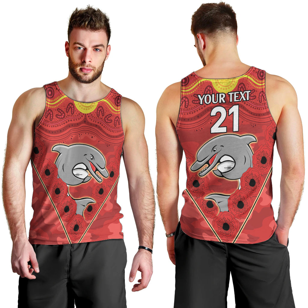 Custom Dolphins Rugby ANZAC Men Tank Top Aboriginal and Army Patterns