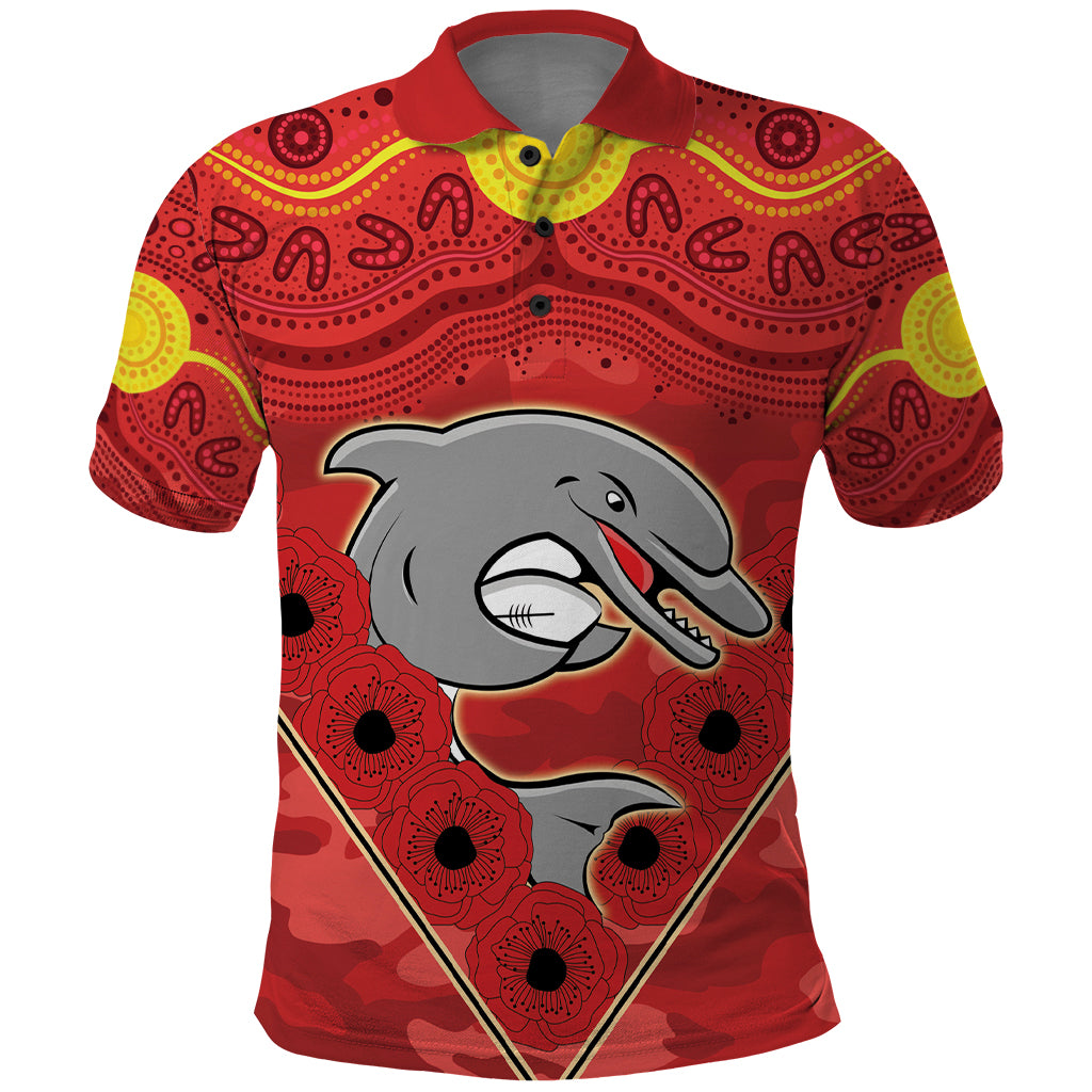 Custom Dolphins Rugby ANZAC Polo Shirt Aboriginal and Army Patterns