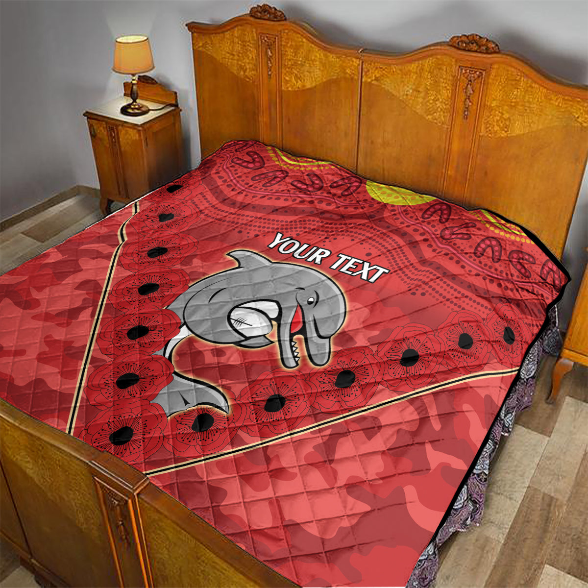 Custom Dolphins Rugby ANZAC Quilt Aboriginal and Army Patterns