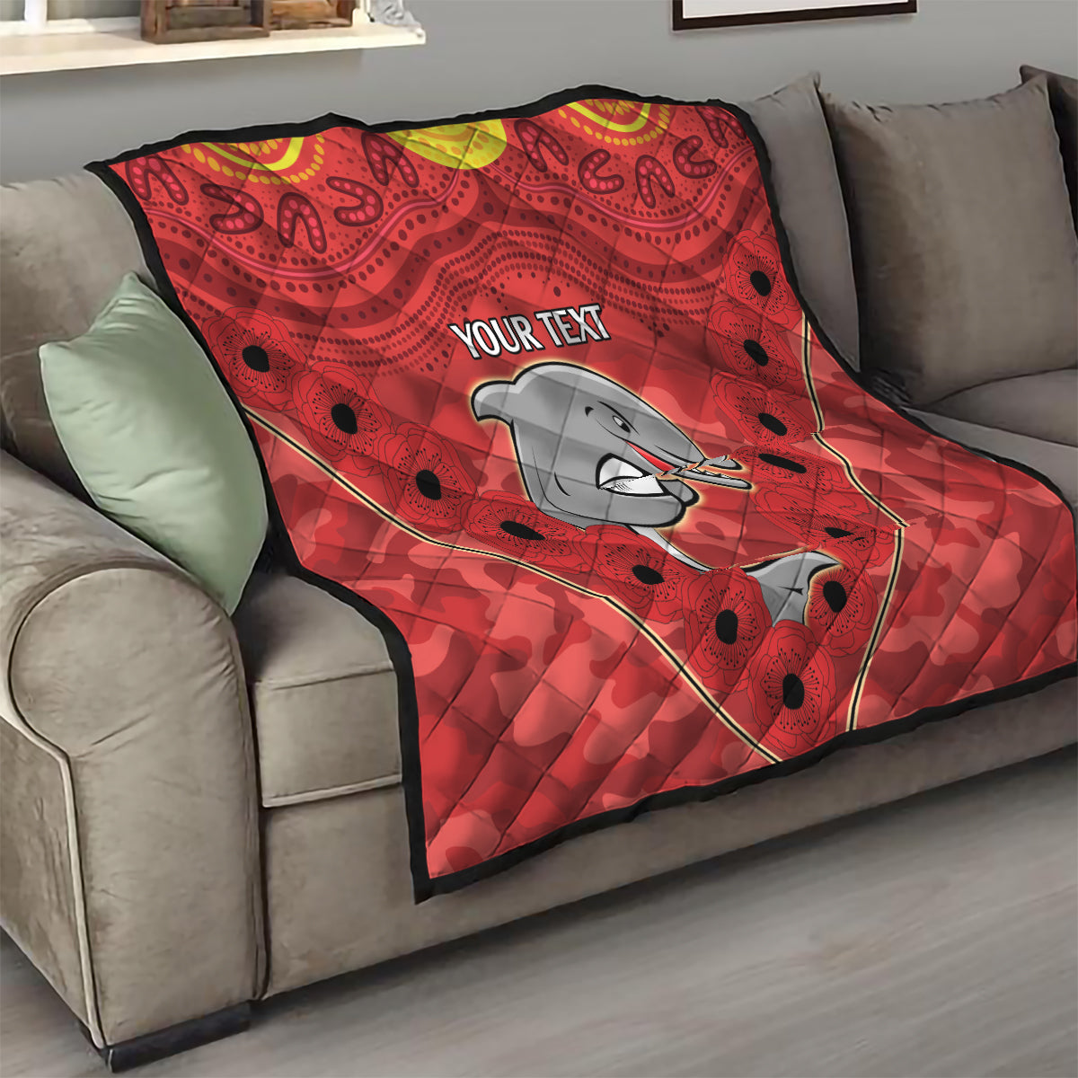 Custom Dolphins Rugby ANZAC Quilt Aboriginal and Army Patterns