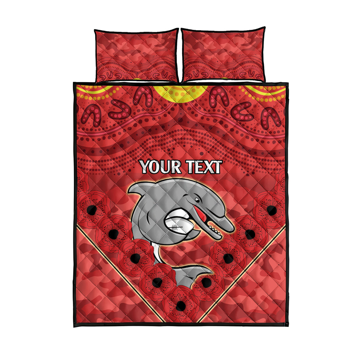 Custom Dolphins Rugby ANZAC Quilt Bed Set Aboriginal and Army Patterns